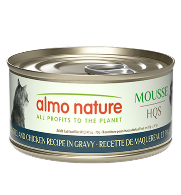 Almo Nature HQS Mousse Mackerel and Chicken Recipe in gravy 70g