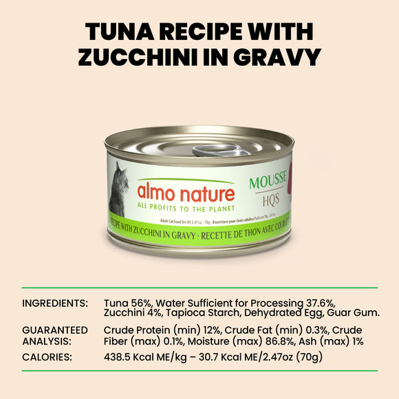 Almo Nature HQS Mousse Tuna Recipe with Zucchini in gravy 70g