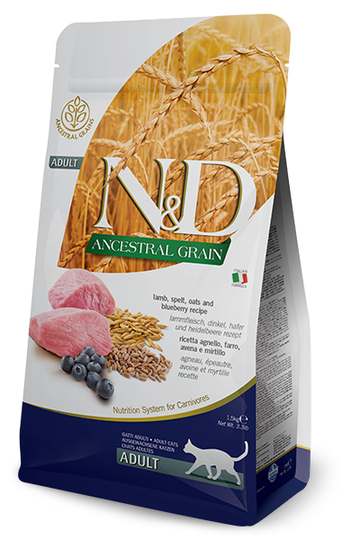 Farmina - N&D Ancestral Grain - Lamb and Blueberry Adult Recipe (Dry Cat Food)