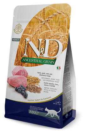 Farmina - N&D Ancestral Grain - Lamb and Blueberry Adult Recipe (Dry Cat Food)