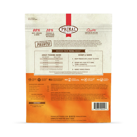 Primal - Pronto - Raw Beef Pronto (For Dogs) - Frozen Product