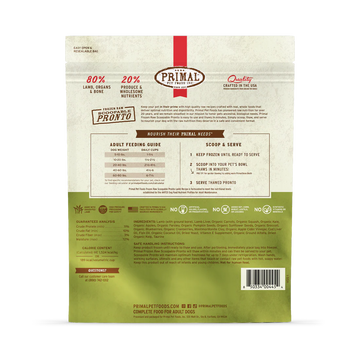 Primal - Pronto - Raw Lamb Pronto (For Dogs) - Frozen Product
