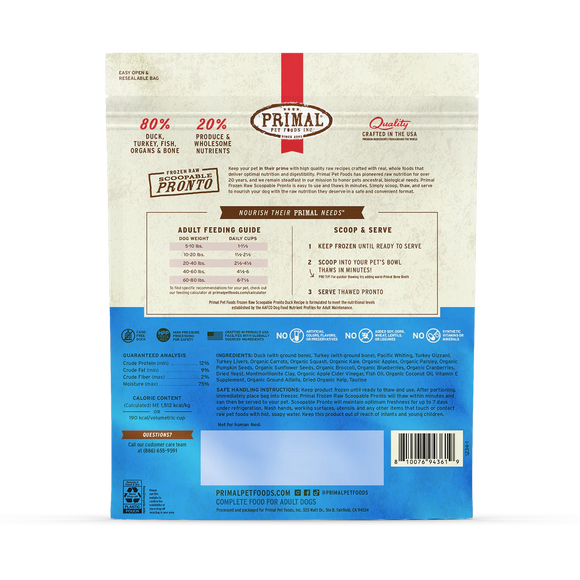 Primal - Pronto - Raw Duck Pronto (For Dogs) - Frozen Product