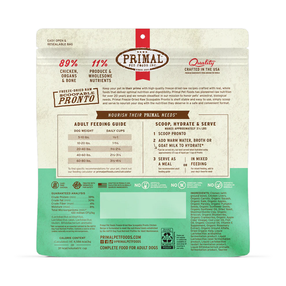 Primal - Pronto - Freeze Dried Raw Pronto - Chicken Recipe (For Dogs)