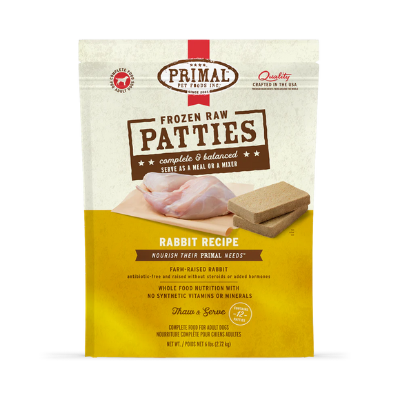 Primal - Patties - Raw Rabbit Patties (For Dogs) - Frozen Product