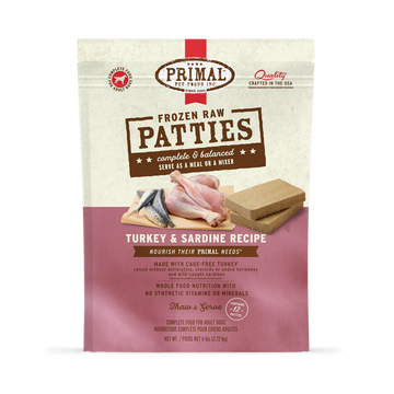 Primal - Patties - Raw Turkey & Sardine Patties (For Dogs) - Frozen Product