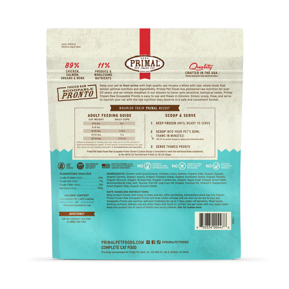 Primal - Pronto - Raw Chicken & Salmon (For Cats) - Frozen Product