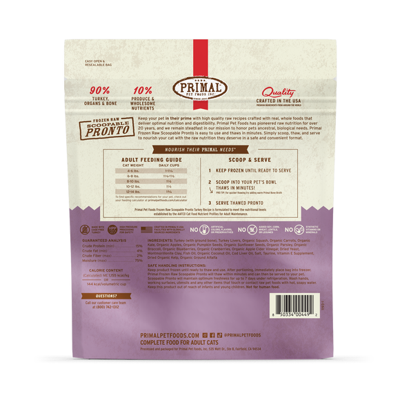 Primal - Pronto - Raw Turkey (For Cats) - Frozen Product