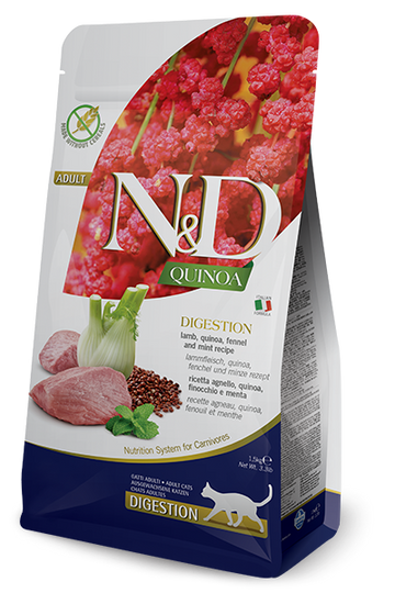 Farmina - N&D Quinoa Digestion - Lamb, Quinoa, Fennel and Mint Adult Recipe (Dry Cat Food)