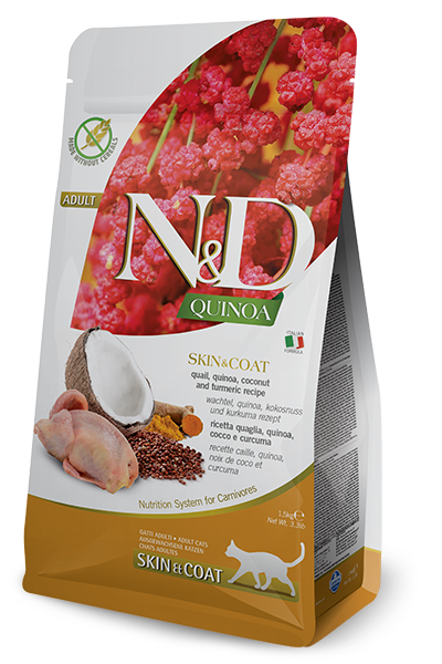 Farmina - N&D Quinoa Skin & Coat - Quail, Quinoa, Coconut and Turmeric Adult Recipe (Dry Cat Food)