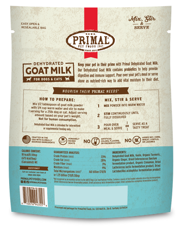 Primal Dehydrated Goat Milk for Dogs and Cats