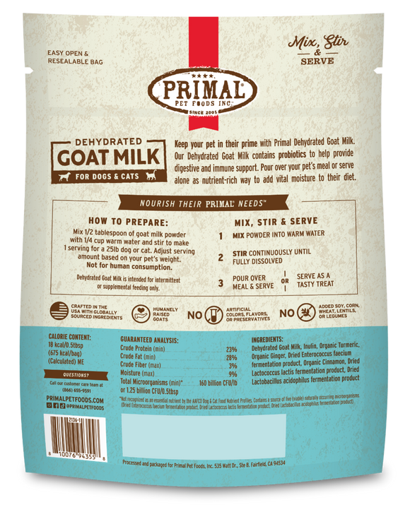 Primal Dehydrated Goat Milk for Dogs and Cats