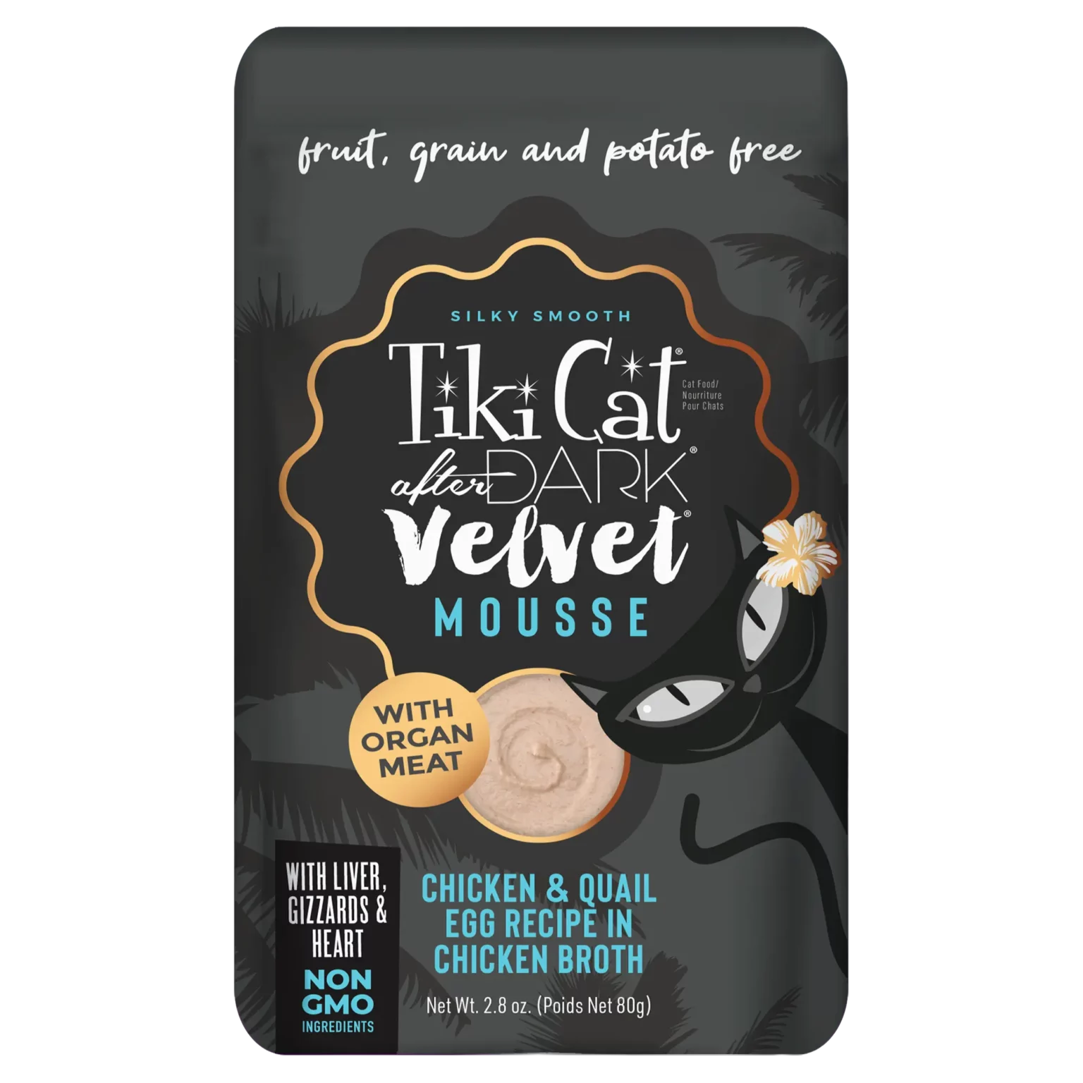 Tiki Cat - After Dark Velvet Mousse - Chicken & Quail Egg Recipe in Chicken Broth (For Cats)