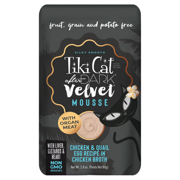 Tiki Cat - After Dark Velvet Mousse - Chicken & Quail Egg Recipe in Chicken Broth (For Cats)