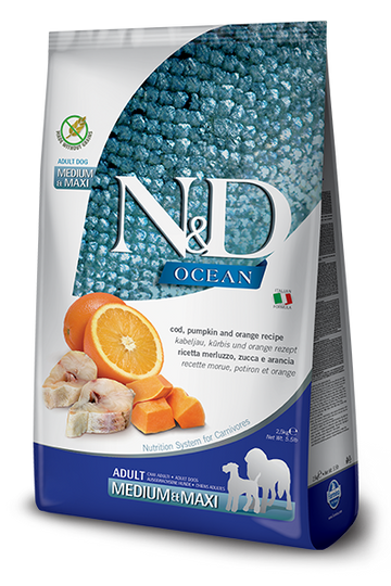 Farmina - N&D Ocean - Cod, Pumpkin and Orange Adult Medium & Maxi (Dry Dog Food)