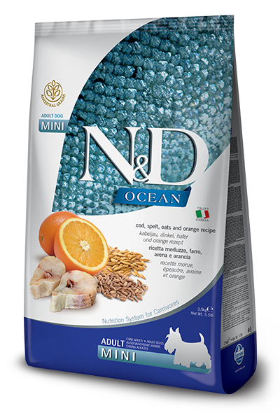 Farmina - N&D Ocean - Cod, Spelt, Oats, and Orange Adult Mini (Dry Dog Food)