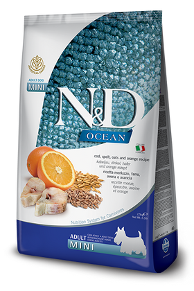 Farmina - N&D Ocean - Cod, Spelt, Oats, and Orange Adult Mini (Dry Dog Food)