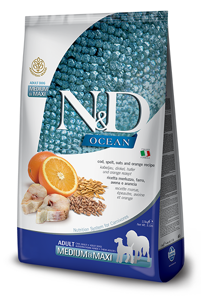 Farmina - N&D Ocean - Cod, Spelt, Oats, and Orange Adult Medium & Maxi (Dry Dog Food)