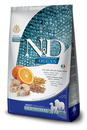 Farmina - N&D Ocean - Cod, Spelt, Oats, and Orange Adult Medium & Maxi (Dry Dog Food)