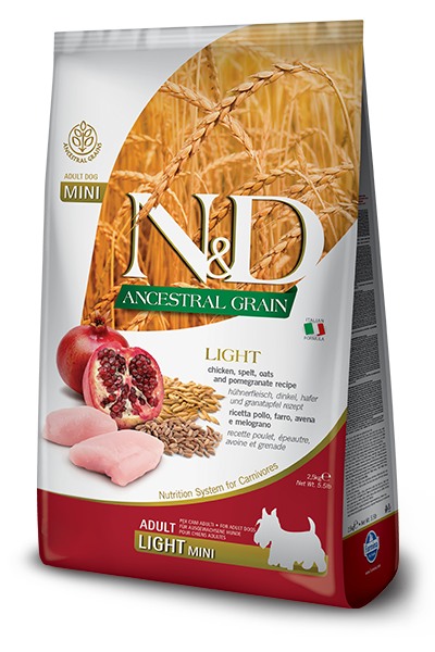 Farmina - N&D Ancestral Grain - Chicken & Pomegranate Light Mini (Dry Dog Food)