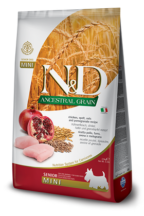 Farmina - N&D Ancestral Grain - Chicken & Pomegranate Senior Mini (Dry Dog Food)