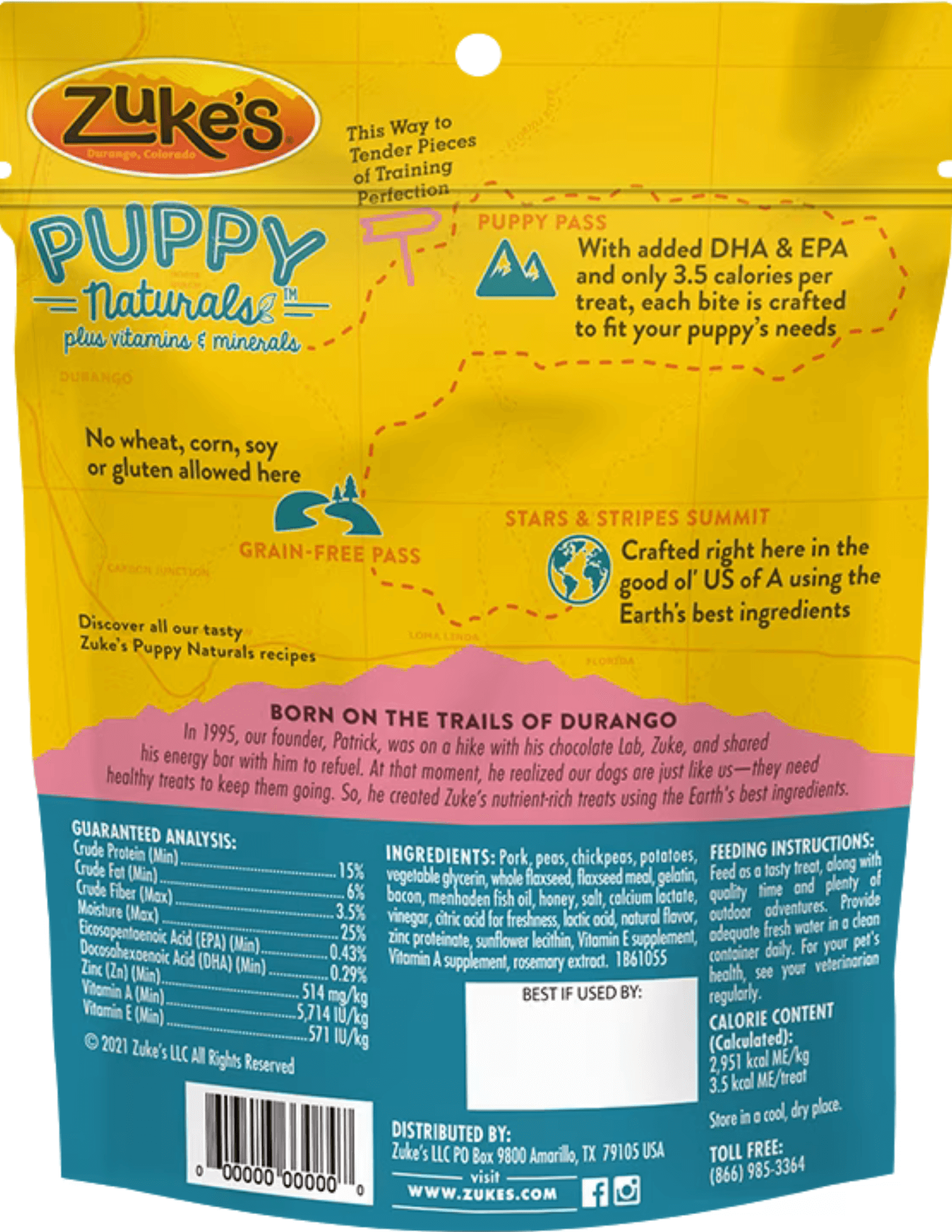 Zuke's - Puppy Naturals - Pork & Chickpea Recipe Treats (For Puppies)