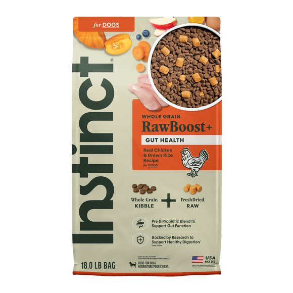 Instinct Raw Boost Gut Health Whole Grain Chicken Recipe dry dog food, 18 lb bag