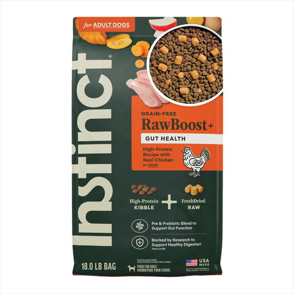 Instinct Raw Boost Gut Health Real Chicken Recipe dry dog food, 18 lb bag