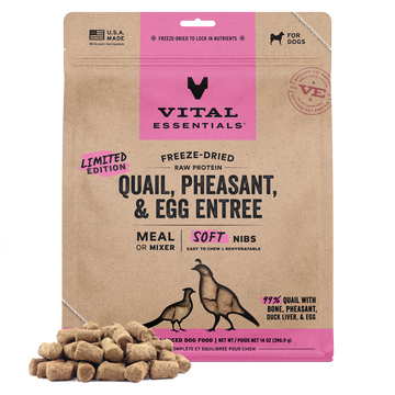 Vital Essentials Soft Nibs - Freeze-Dried Quail, Pheasant & Egg Entree (For Dogs)