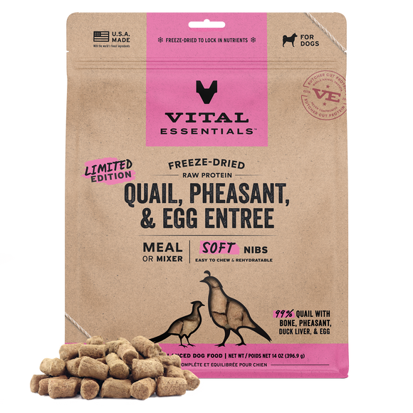 Vital Essentials Soft Nibs - Freeze-Dried Quail, Pheasant & Egg Entree (For Dogs)