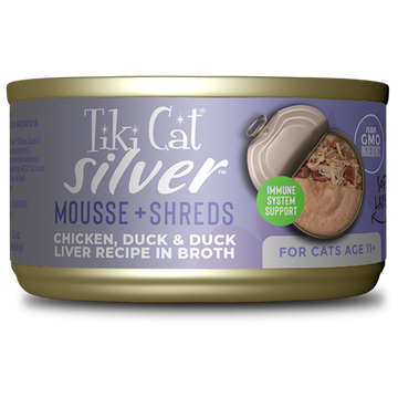 Tiki Cat - Silver - Mousse & Shreds With Chicken, Duck & Duck Liver Recipe (For Cats)