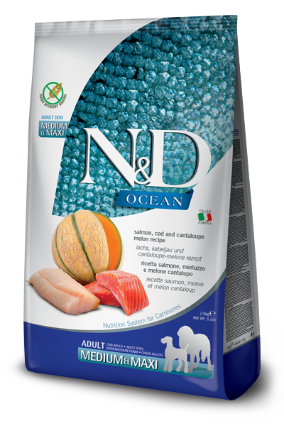 Farmina - N&D Ocean - Salmon, Cod and Cantaloupe Melon Adult Medium & Maxi (Dry Dog Food)