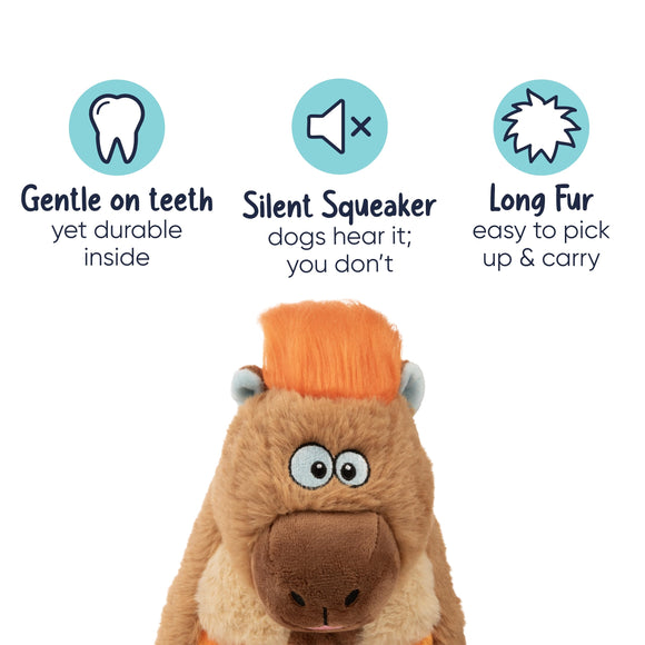 GoDog Silent Squeak Capybara Plush Dog Toy