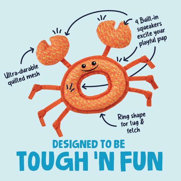 GoDog Tough Guard Curtis Crab Plush Dog Toy