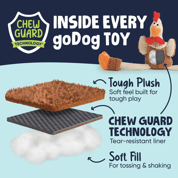GoDog Silent Squeak Capybara Plush Dog Toy
