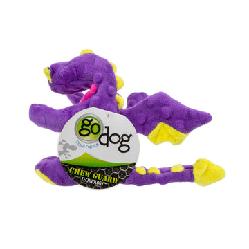 GoDog Dragons Chew Guard Squeaky Plush Dog Toy (Purple)