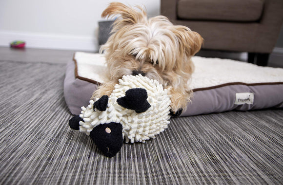 GoDog Fuzzy Wuzzy Lamb Chew Guard Plush Dog Toy