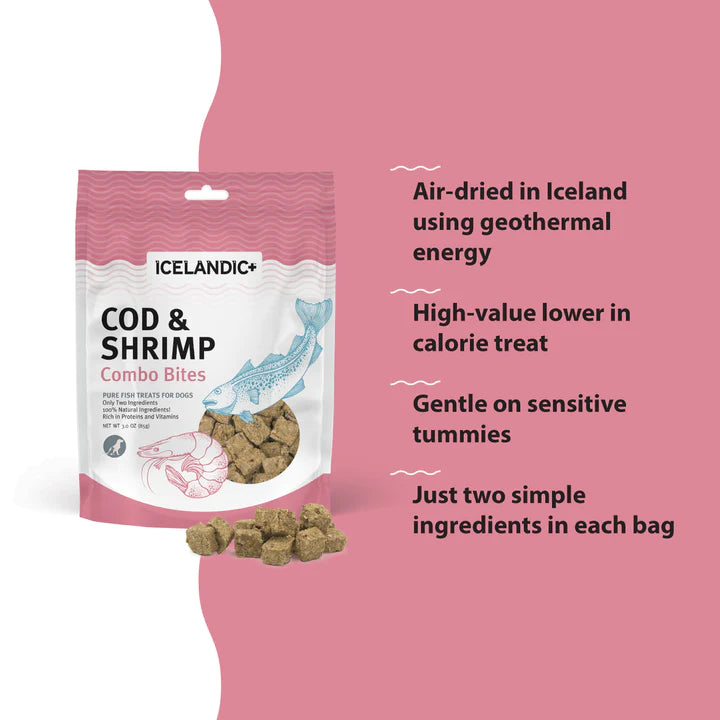 Icelandic+ - Cod & Shrimp Combo Bites Fish Dog Treats