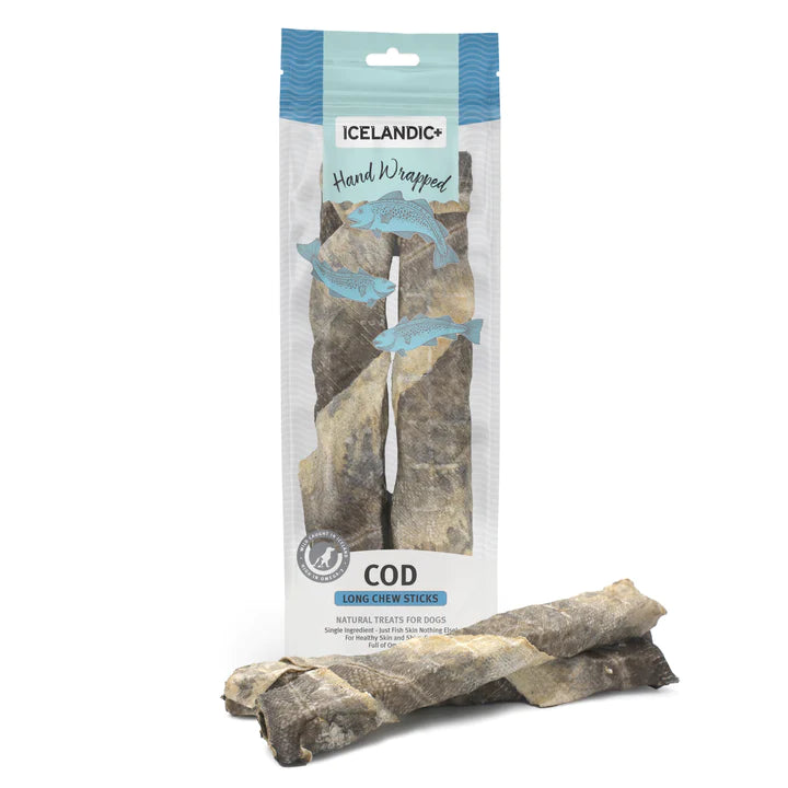 Icelandic+ - Hand Wrapped Cod Skin Long 10" Chew Sticks (For Dogs)