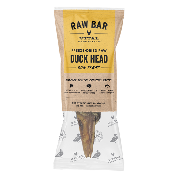 Vital Essentials Raw Bar Freeze-Dried Duck Heads Dog Treat
