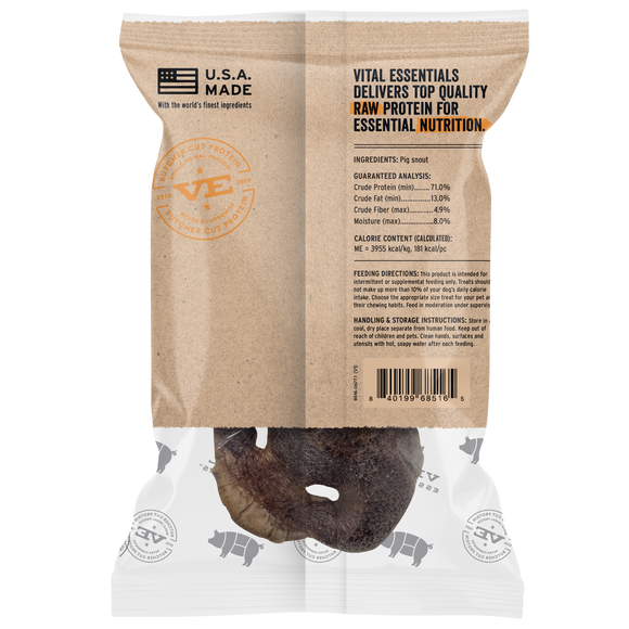 Vital Essentials Raw Bar Freeze-Dried Pig Snouts Dog Treat