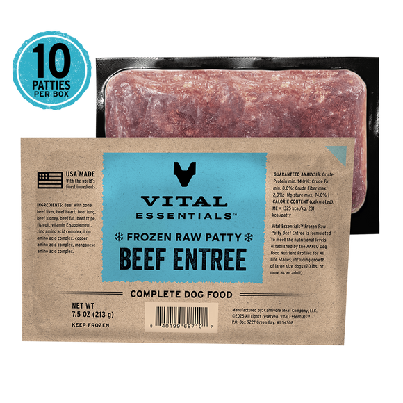 Vital Essentials Frozen Raw Beef Entree Patties for Dogs 4.7 lb