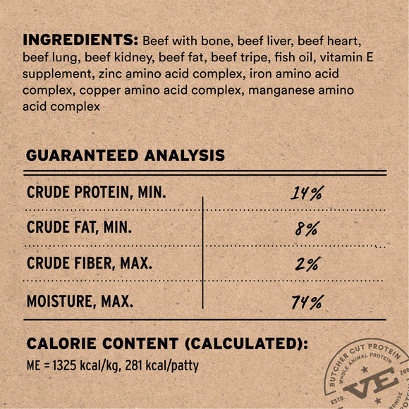 Vital Essentials Beef Entree Patties ingredients