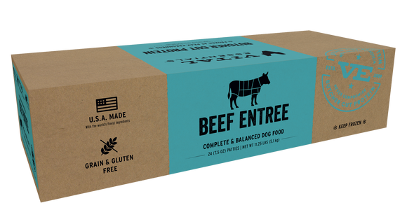Vital Essentials Frozen Raw Beef Entree Patties 11.25 lb bulk box