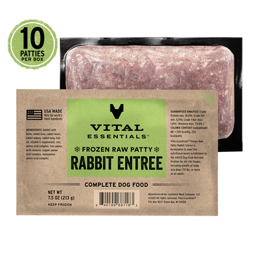 Vital Essentials Frozen Raw Rabbit Entree Patties for Dogs 4.7 lb