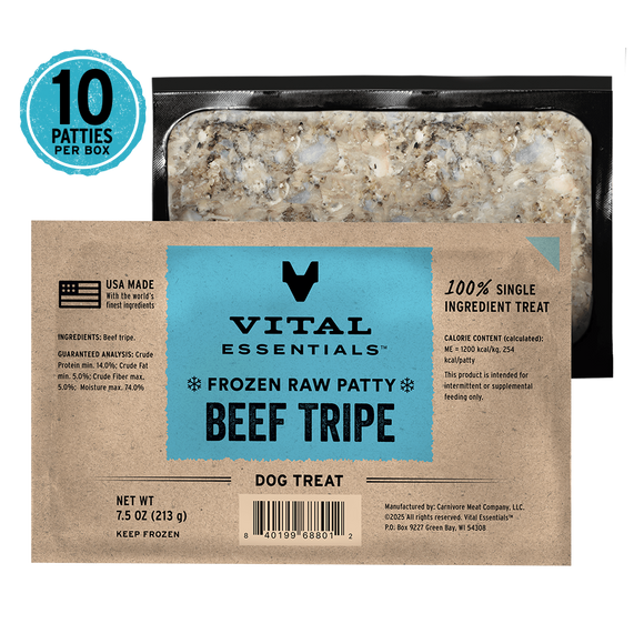 Vital Essentials Frozen Raw Beef Tripe Patties Dog Treats 4.7 lb