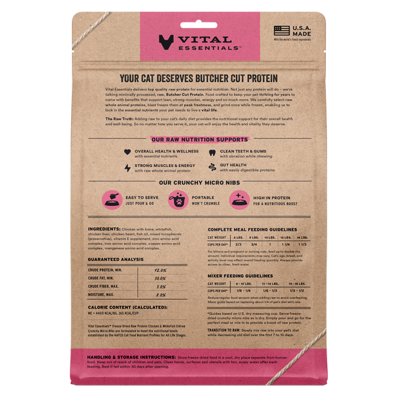 Vital Essentials Micro Nibs - Freeze-Dried Chicken & Whitefish Entree (For Cats)
