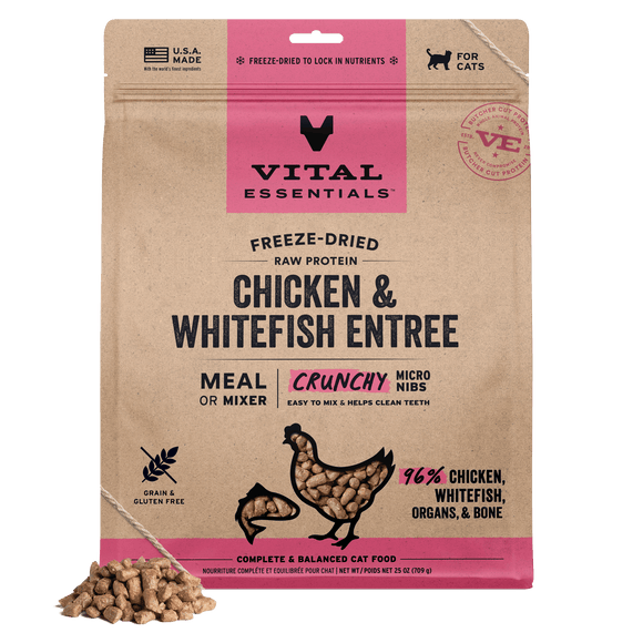 Vital Essentials Micro Nibs - Freeze-Dried Chicken & Whitefish Entree (For Cats)