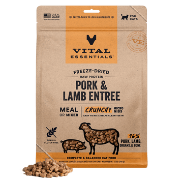 Vital Essentials Micro Nibs - Freeze-Dried Pork & Lamb Entree (For Cats)