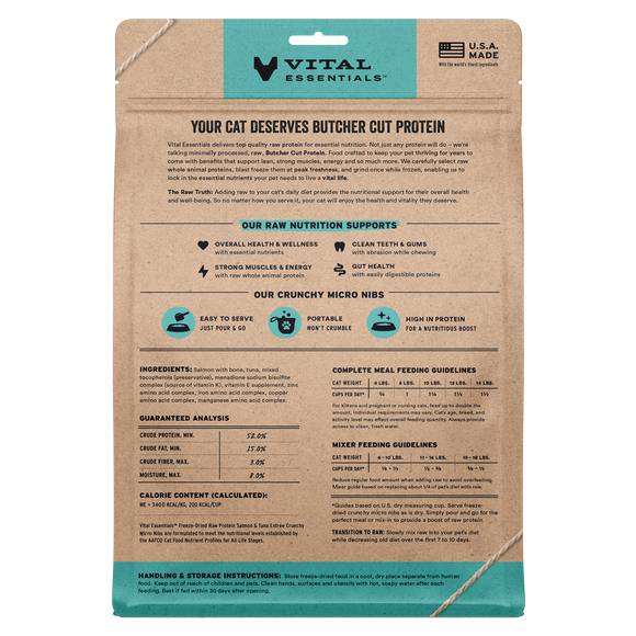 Vital Essentials Micro Nibs - Freeze-Dried Salmon & Tuna Entree (For Cats)